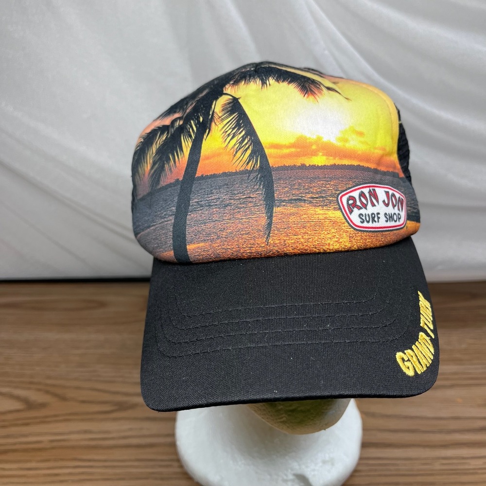 Ron Jon Surf Shop Men Trucker Hat Mesh Sunset Grand Turk Black OSFM Surf Style
